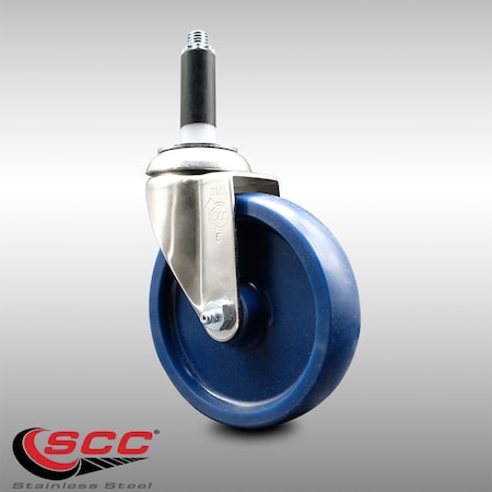 Service Caster 5 Inch 316SS Solid Polyurethane Wheel Swivel 3/4 Inch Expanding Stem Caster SCC-SS316EX20S514-SPUS-34